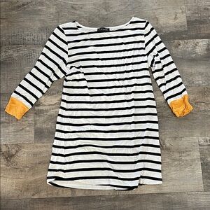 Colette Malouf Black and White Striped Top with Yellow Accents
